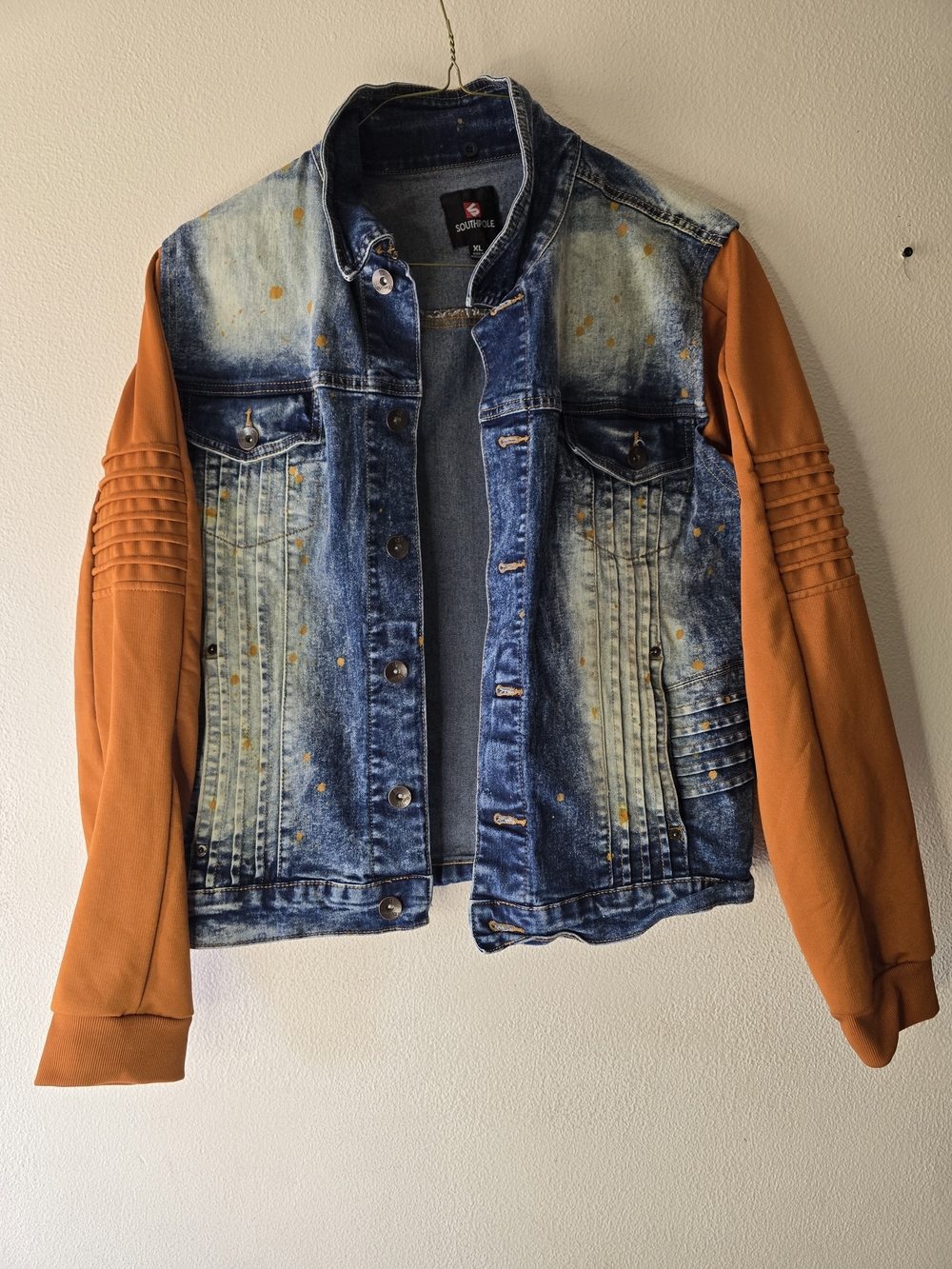 Southpole Blue Denim Jacket with Yellow Accents